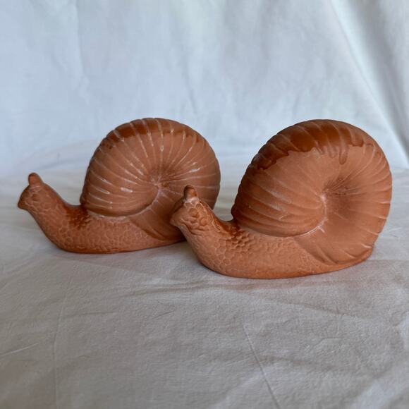 Vintage Terra Cotta Snails Home Decor 6 inch x 3 inch - Picture 2 of 7